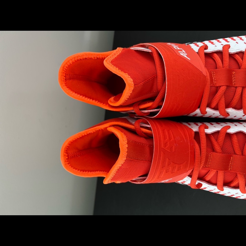Size 11.5 Nike Alpha Menace Pro 2 Mid Football Cleats AQ3209-107 White/Orange - Picture 5 of 8